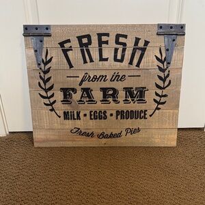 Fresh From The Farm Wooden Wall Sign - Rustic Black Lettering